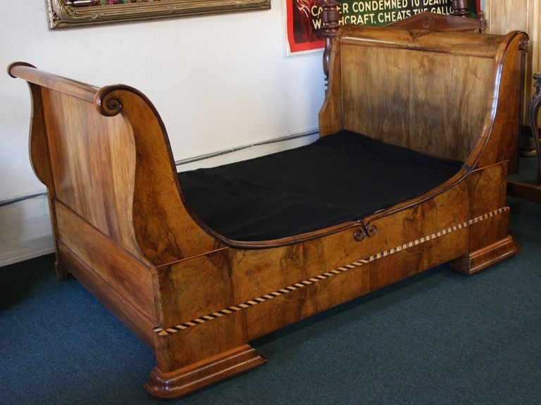 Napoleonic Rosewood Sleigh Bed For Sale 1